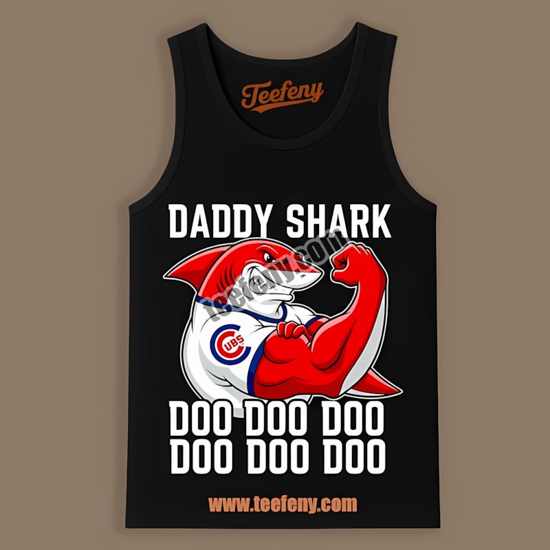 Daddy Shark Chicago Cubs Vintage Tanktop Daddy Shark Chicago Cubs Vintage Tanktop