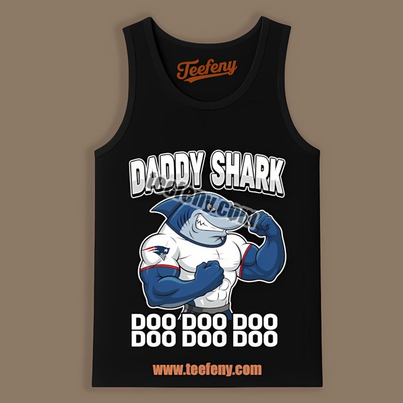 Daddy Shark New England Patriots Adults Tanktop Daddy Shark New England Patriots Adults Tanktop