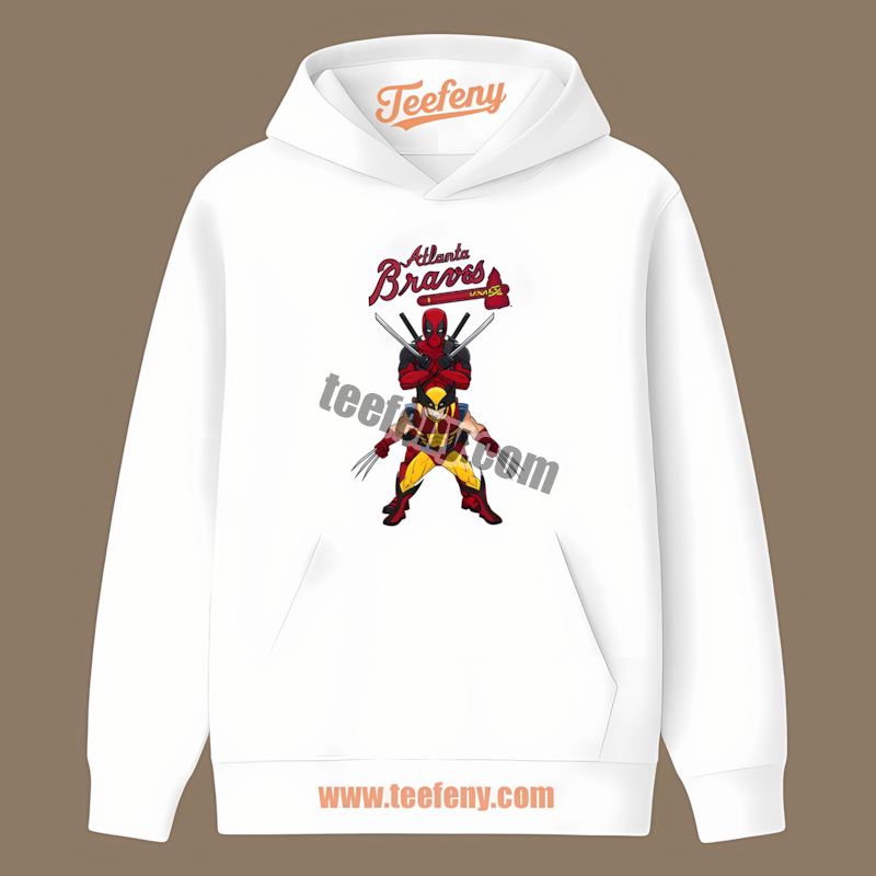 Deadpool Wolverine Atlanta Braves Crossover Hoodie Deadpool Wolverine Atlanta Braves Crossover Hoodie