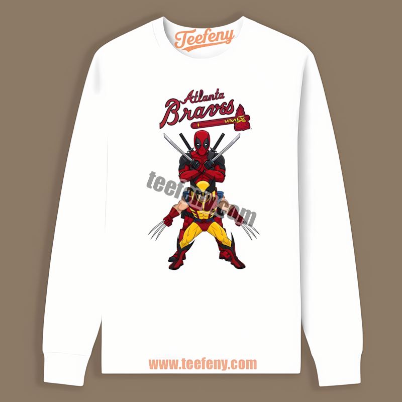 Deadpool Wolverine Atlanta Braves Crossover Long Sleeve Deadpool Wolverine Atlanta Braves Crossover Long Sleeve