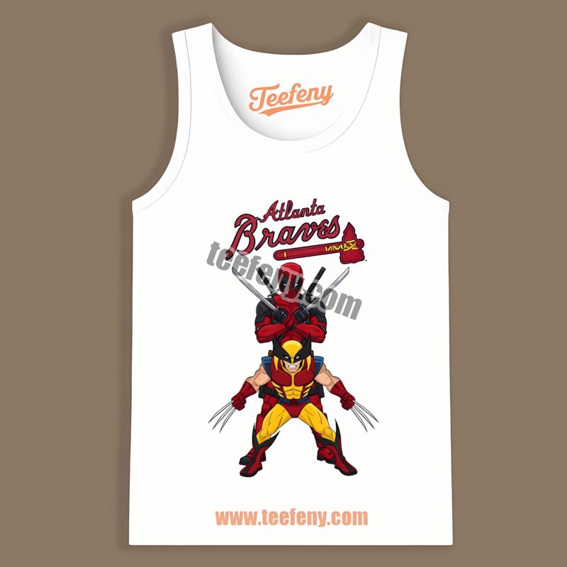 Deadpool Wolverine Atlanta Braves Crossover Tanktop Deadpool Wolverine Atlanta Braves Crossover Tanktop