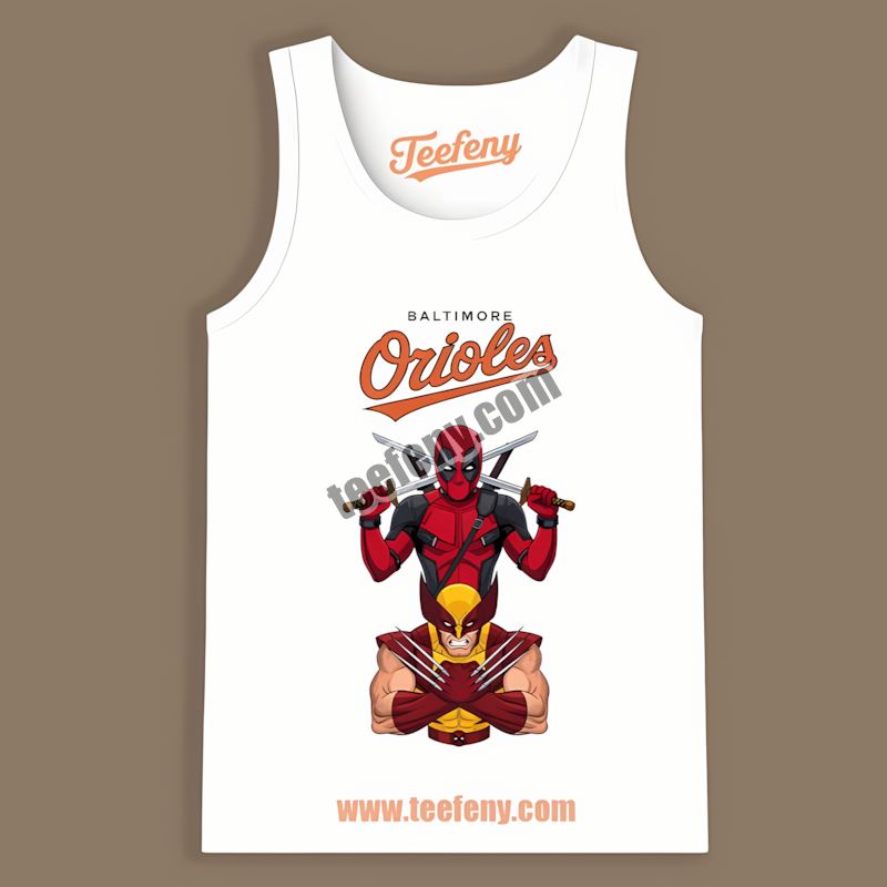 Deadpool Wolverine Baltimore Orioles Crossover Tanktop Deadpool Wolverine Baltimore Orioles Crossover Tanktop