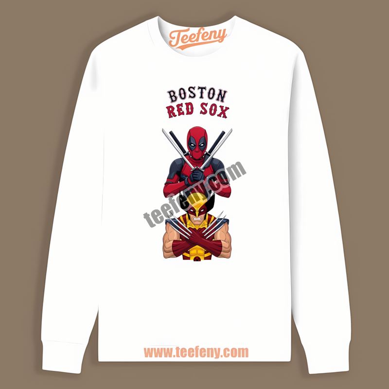 Deadpool Wolverine Boston Red Sox Crossover Long Sleeve Deadpool Wolverine Boston Red Sox Crossover Long Sleeve