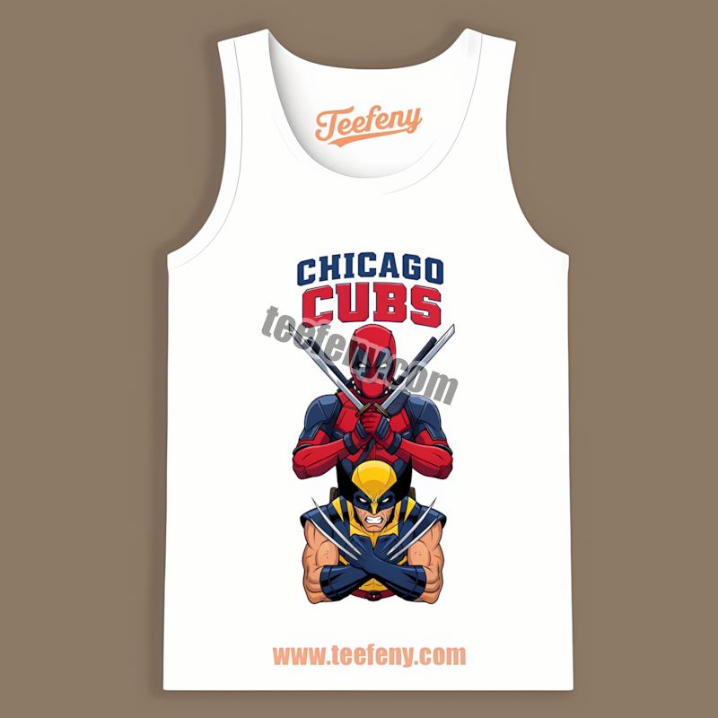 Deadpool Wolverine Chicago Cubs Crossover Tanktop Deadpool Wolverine Chicago Cubs Crossover Tanktop