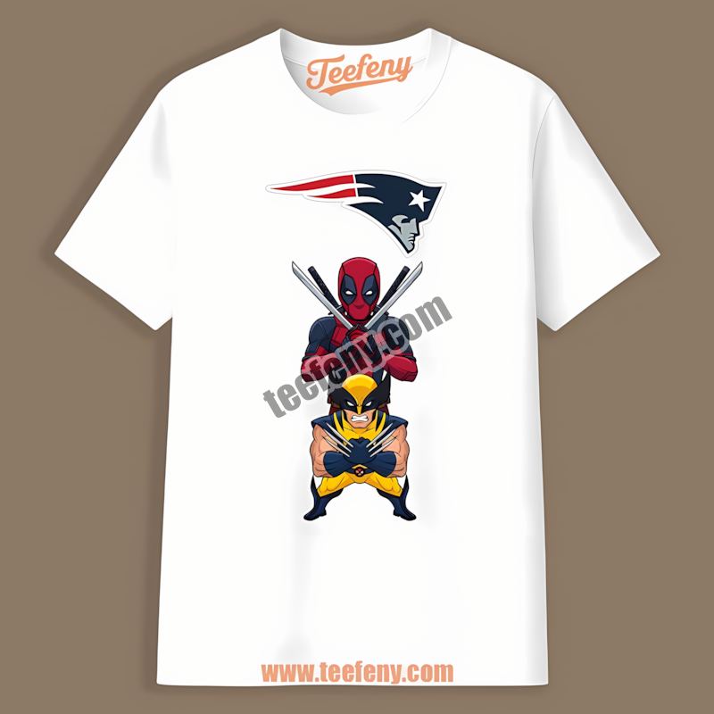 Deadpool Wolverine Crossover New England Patriots Cotton Shirt
