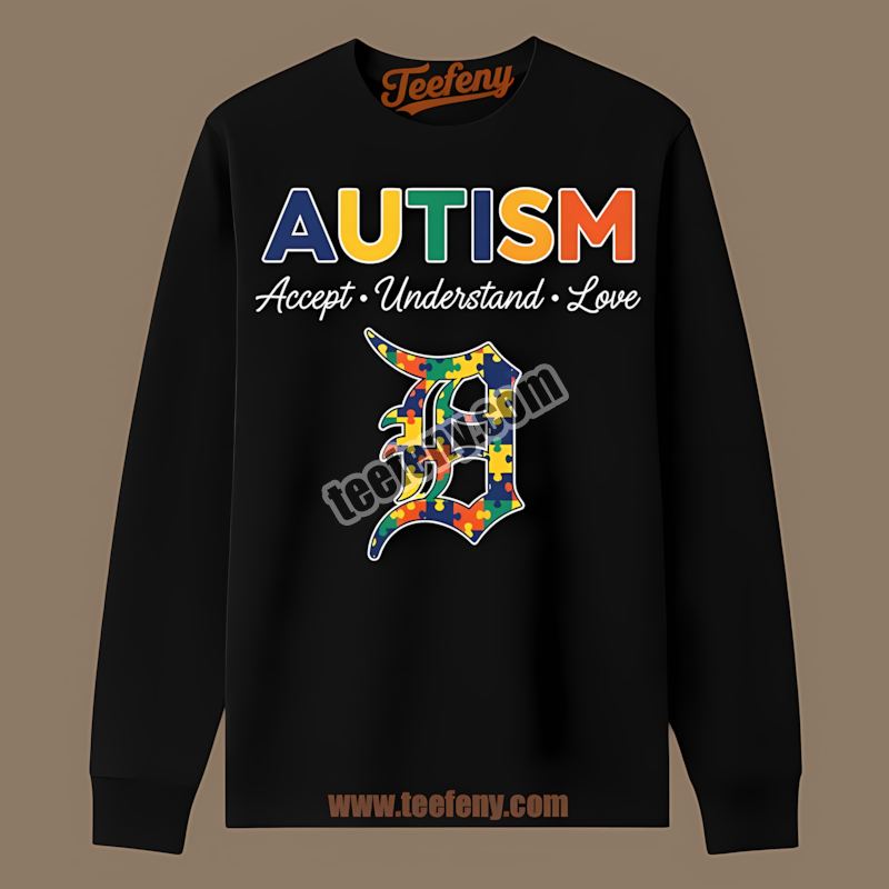 Detroit Tigers Autism Awareness Accept Understand Love Color Long Sleeve Detroit Tigers Autism Awareness Accept Understand Love Color Long Sleeve