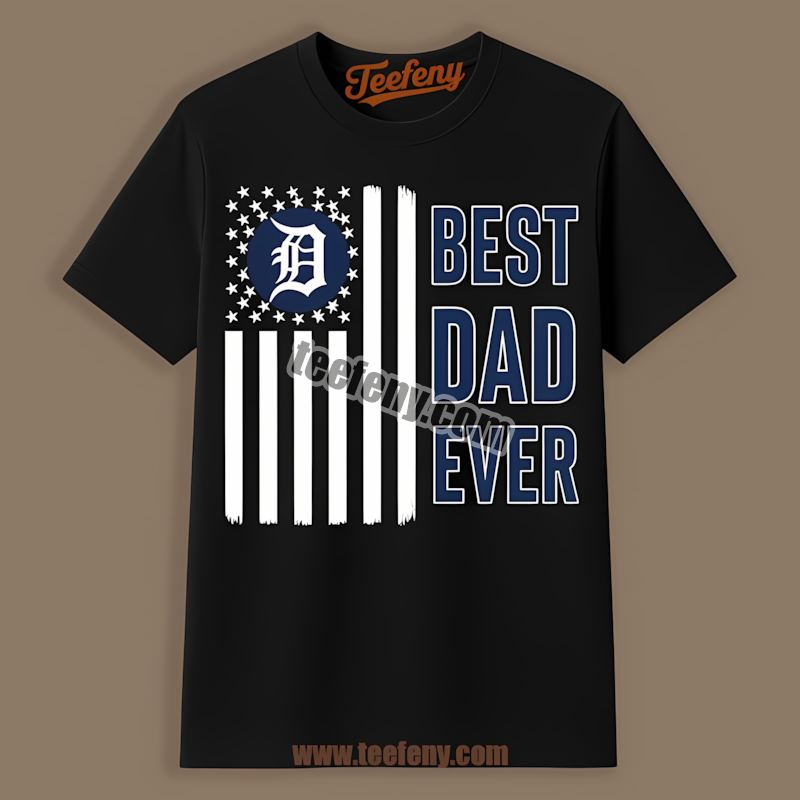 Detroit Tigers Best Dad Ever American Flag Vintage Shirt