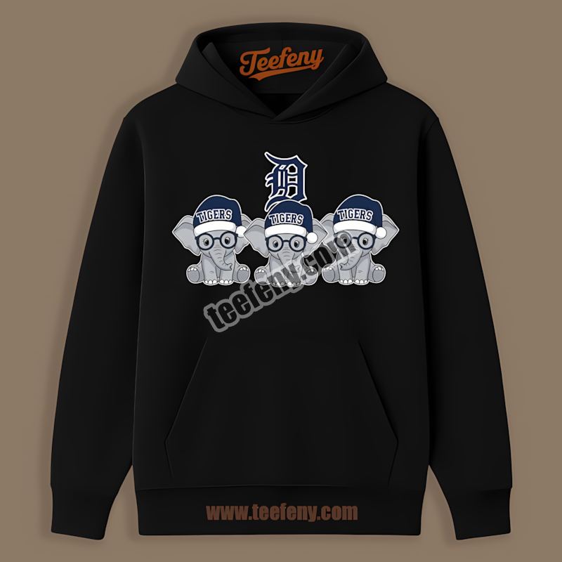 Detroit Tigers Christmas Elephants Color Hoodie Detroit Tigers Christmas Elephants Color Hoodie