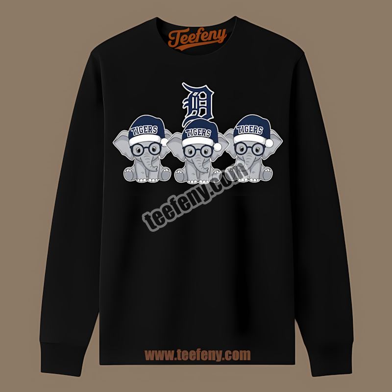 Detroit Tigers Christmas Elephants Color Long Sleeve Detroit Tigers Christmas Elephants Color Long Sleeve