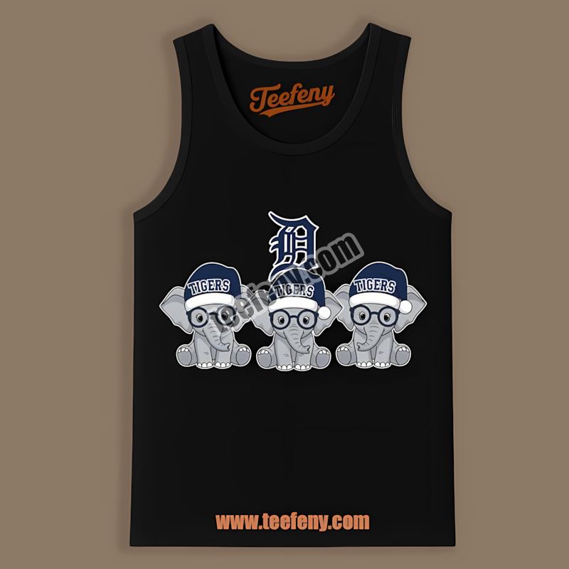 Detroit Tigers Christmas Elephants Color Tanktop Detroit Tigers Christmas Elephants Color Tanktop