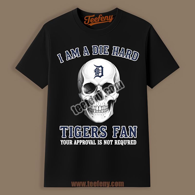 Detroit Tigers Die Hard Fan Skull Adults Shirt
