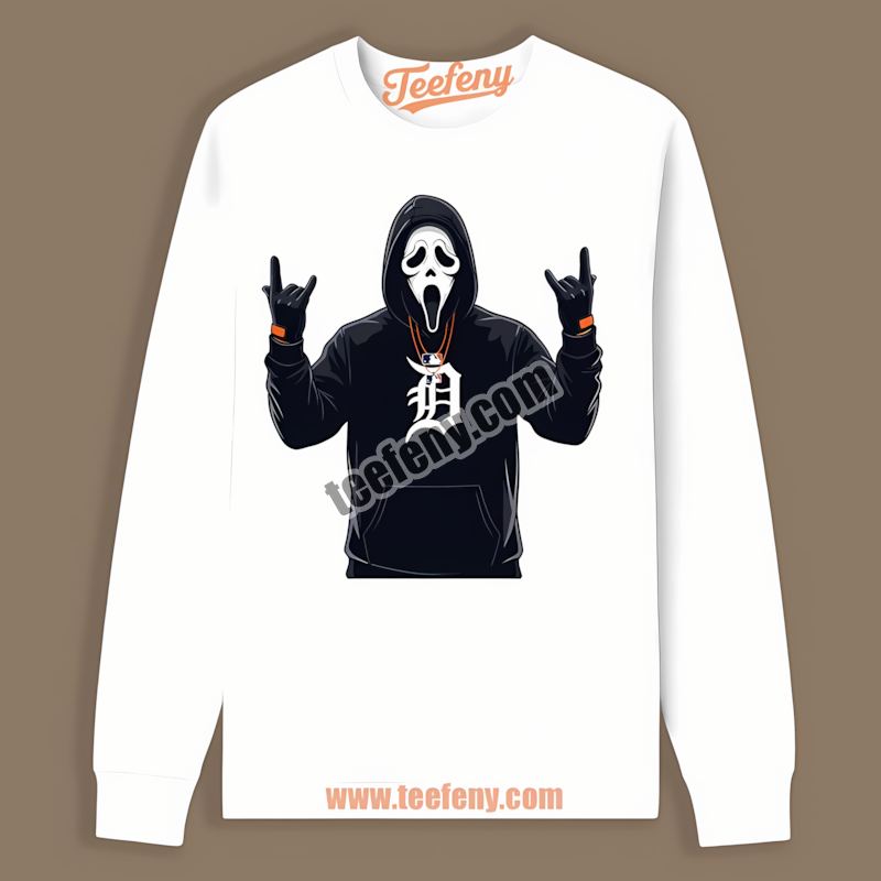 Detroit Tigers Ghostface Spooky Cotton Long Sleeve Detroit Tigers Ghostface Spooky Cotton Long Sleeve