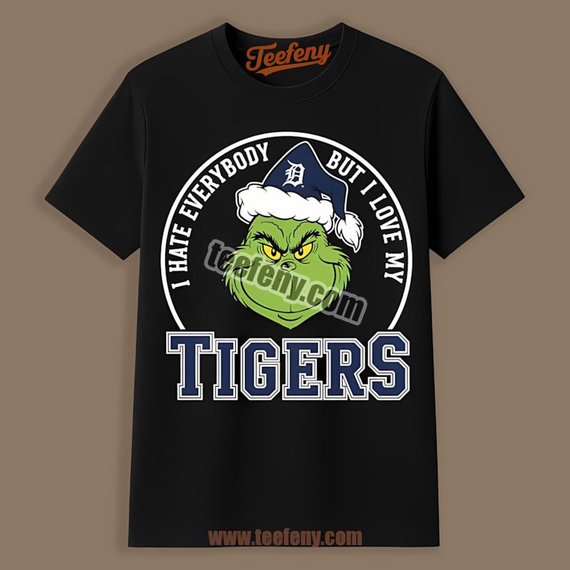 Detroit Tigers Grinch I Hate Everybody But Love My Vintage Shirt