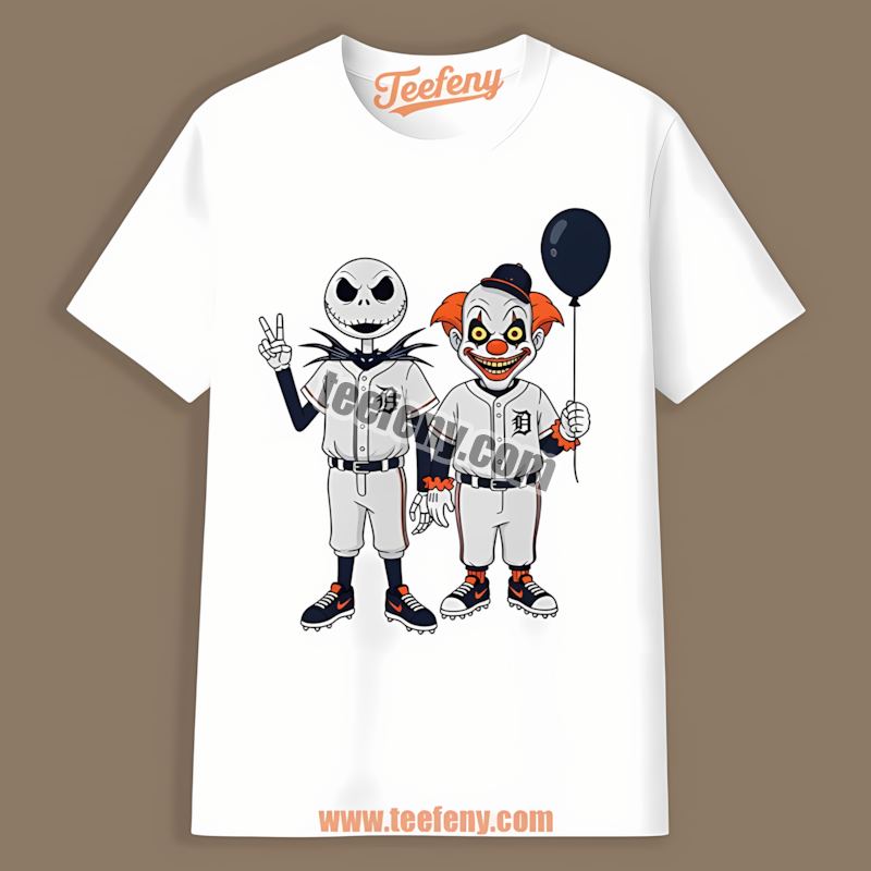 Detroit Tigers Halloween Jack Skellington Pennywise Graphic Shirt