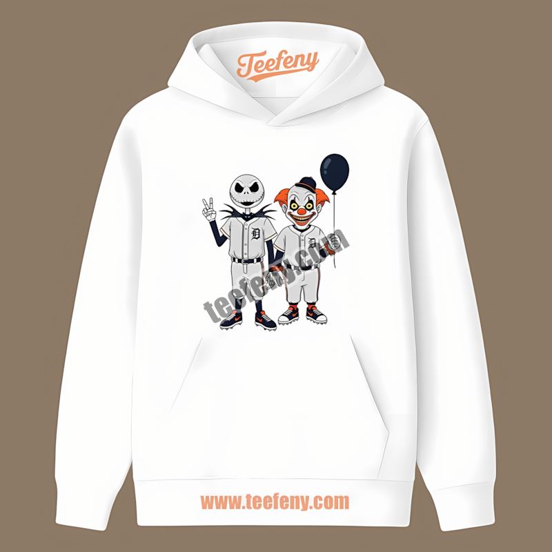 Detroit Tigers Halloween Jack Skellington Pennywise Graphic Hoodie Detroit Tigers Halloween Jack Skellington Pennywise Graphic Hoodie