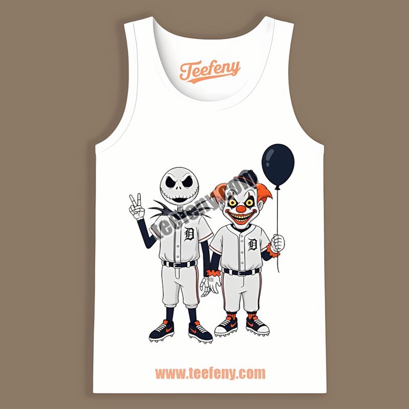 Detroit Tigers Halloween Jack Skellington Pennywise Graphic Tanktop Detroit Tigers Halloween Jack Skellington Pennywise Graphic Tanktop