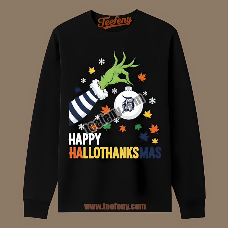 Detroit Tigers Happy Hallothanksmas Trendy Long Sleeve Detroit Tigers Happy Hallothanksmas Trendy Long Sleeve
