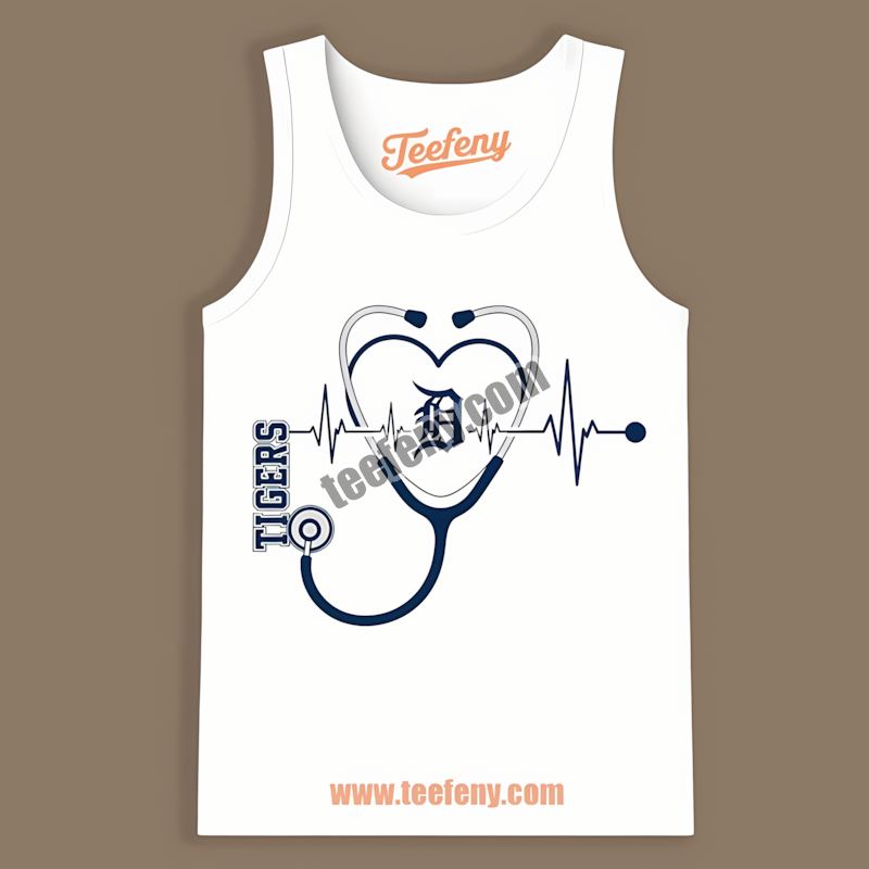 Detroit Tigers Nurse Heartbeat Classic Tanktop Detroit Tigers Nurse Heartbeat Classic Tanktop