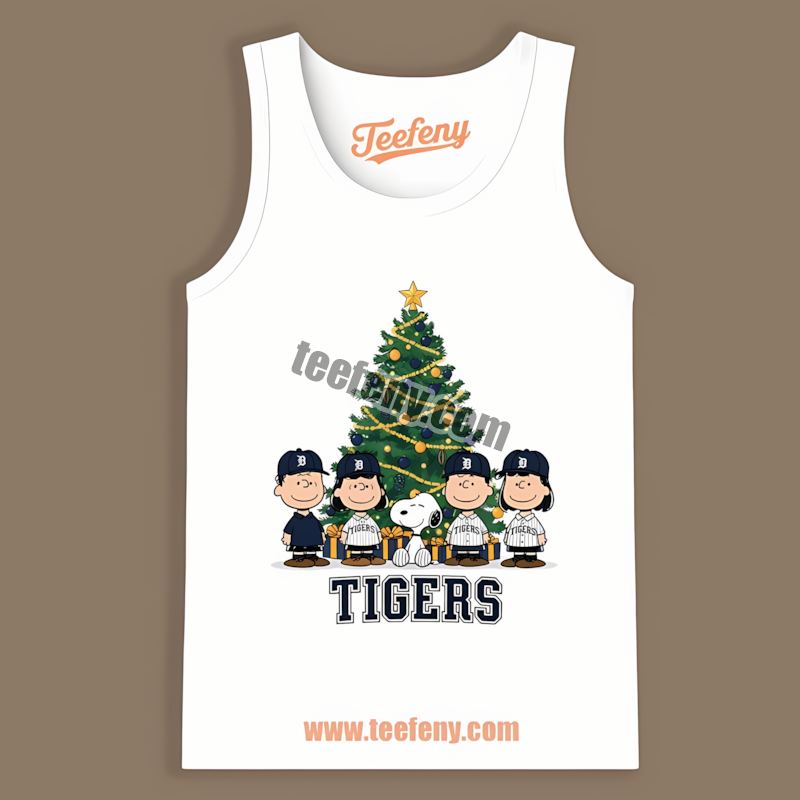 Detroit Tigers Peanuts Christmas Retro Tanktop Detroit Tigers Peanuts Christmas Retro Tanktop