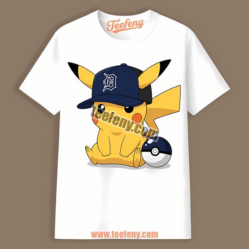 Detroit Tigers Pikachu Wearing Hat Unisex Shirt