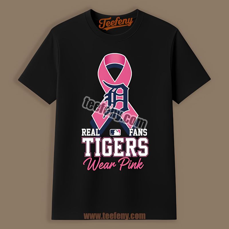 Detroit Tigers Real Fans Wear Pink Adults Shirt