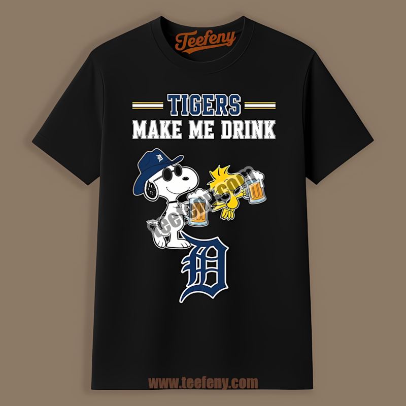 Detroit Tigers Snoopy Make Me Drink Unisex Shirt
