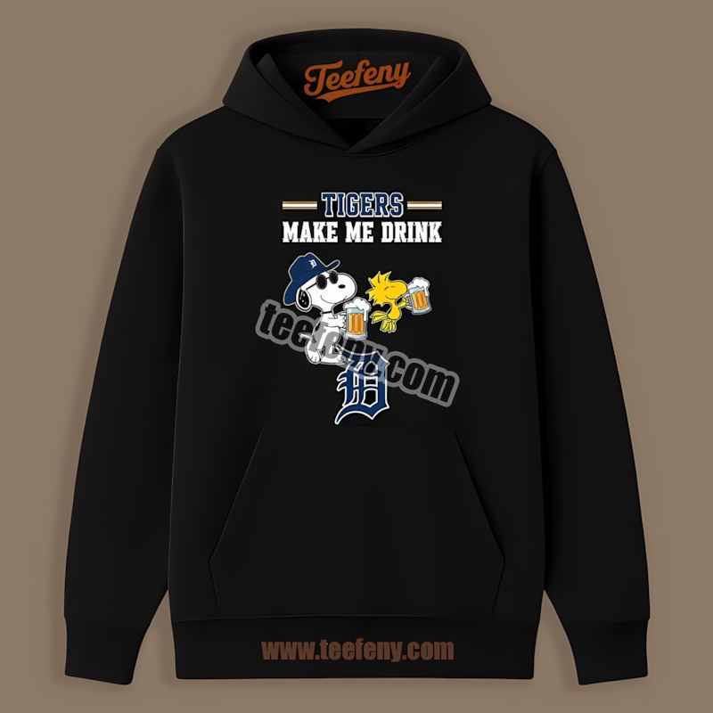 Detroit Tigers Snoopy Make Me Drink Unisex Hoodie Detroit Tigers Snoopy Make Me Drink Unisex Hoodie