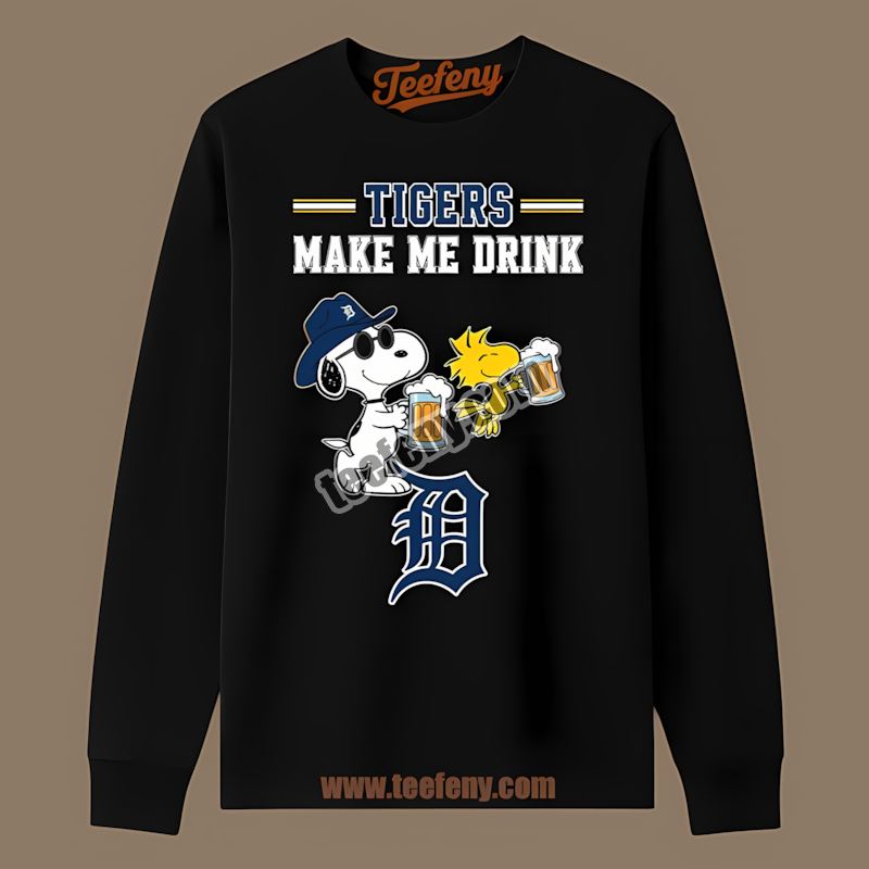Detroit Tigers Snoopy Make Me Drink Unisex Long Sleeve Detroit Tigers Snoopy Make Me Drink Unisex Long Sleeve