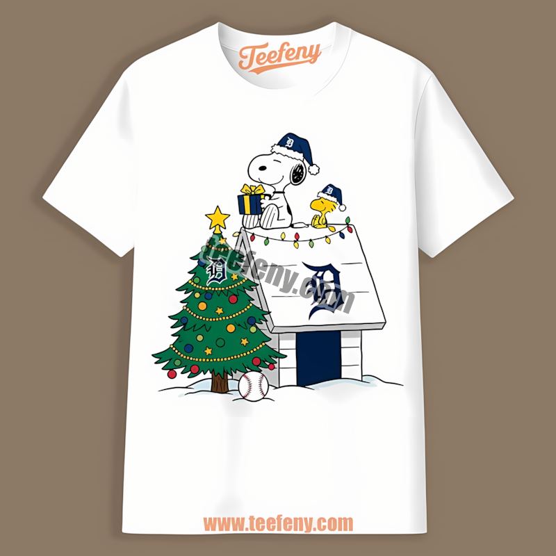 Detroit Tigers Snoopy Woodstock Christmas Graphic Shirt