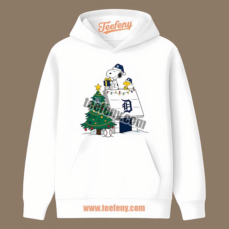 Detroit Tigers Snoopy Woodstock Christmas Graphic Hoodie Detroit Tigers Snoopy Woodstock Christmas Graphic Hoodie