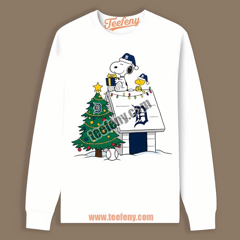 Detroit Tigers Snoopy Woodstock Christmas Graphic Long Sleeve Detroit Tigers Snoopy Woodstock Christmas Graphic Long Sleeve