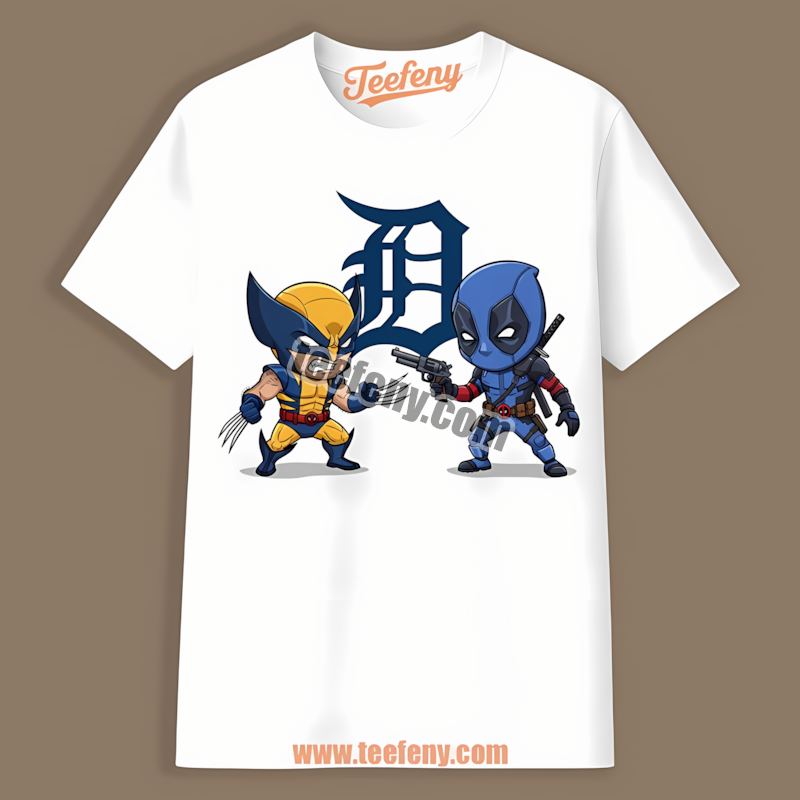 Detroit Tigers Wolverine Deadpool Superhero Cotton Shirt