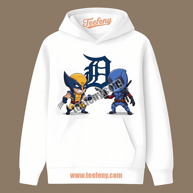 Detroit Tigers Wolverine Deadpool Superhero Cotton Hoodie Detroit Tigers Wolverine Deadpool Superhero Cotton Hoodie