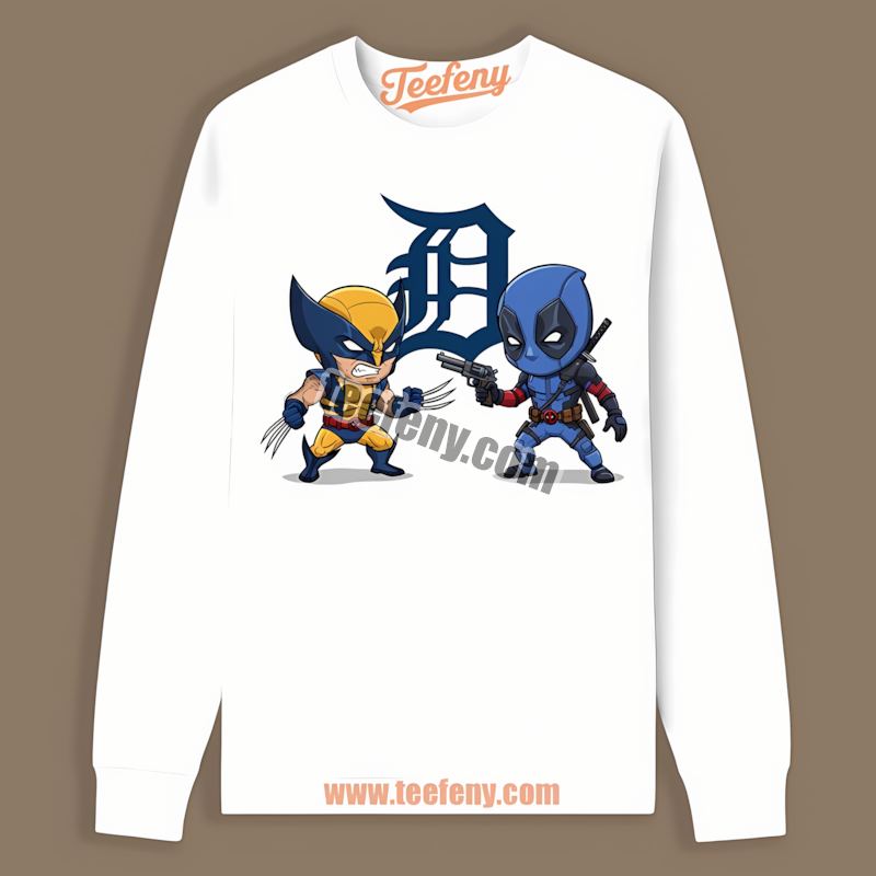 Detroit Tigers Wolverine Deadpool Superhero Cotton Long Sleeve Detroit Tigers Wolverine Deadpool Superhero Cotton Long Sleeve