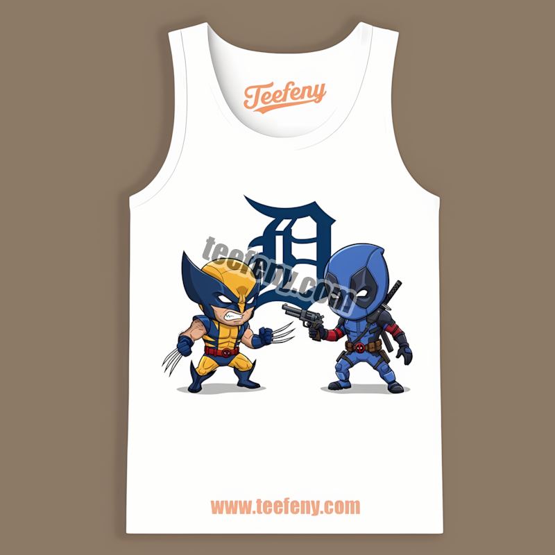 Detroit Tigers Wolverine Deadpool Superhero Cotton Tanktop Detroit Tigers Wolverine Deadpool Superhero Cotton Tanktop