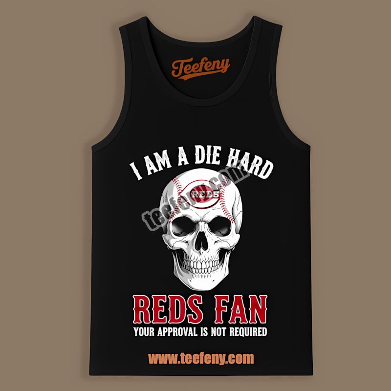 Die Hard Cincinnati Reds Fan Skull Cotton Tanktop Die Hard Cincinnati Reds Fan Skull Cotton Tanktop