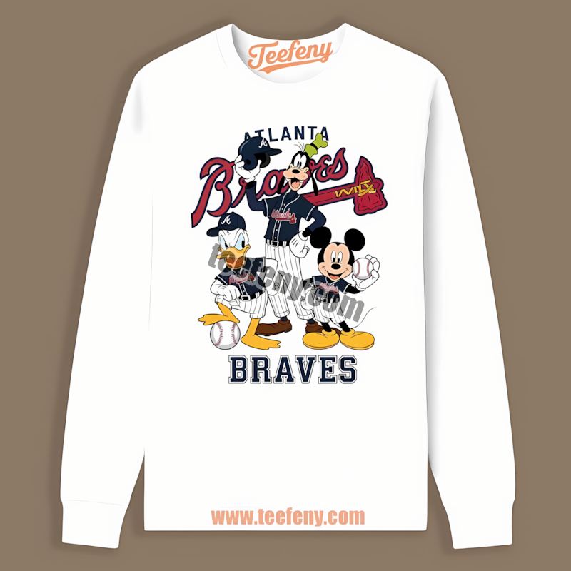 Disney Characters Mickey Donald Goofy Atlanta Braves Fashion Long Sleeve Disney Characters Mickey Donald Goofy Atlanta Braves Fashion Long Sleeve