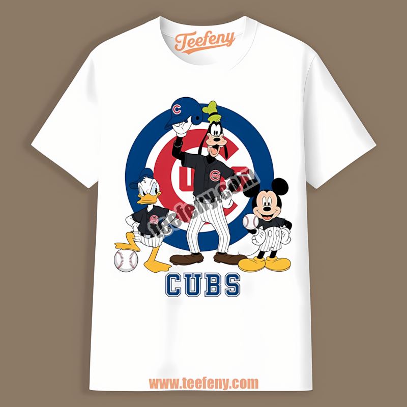 Disney Mickey Donald Goofy Chicago Cubs Graphic Shirt