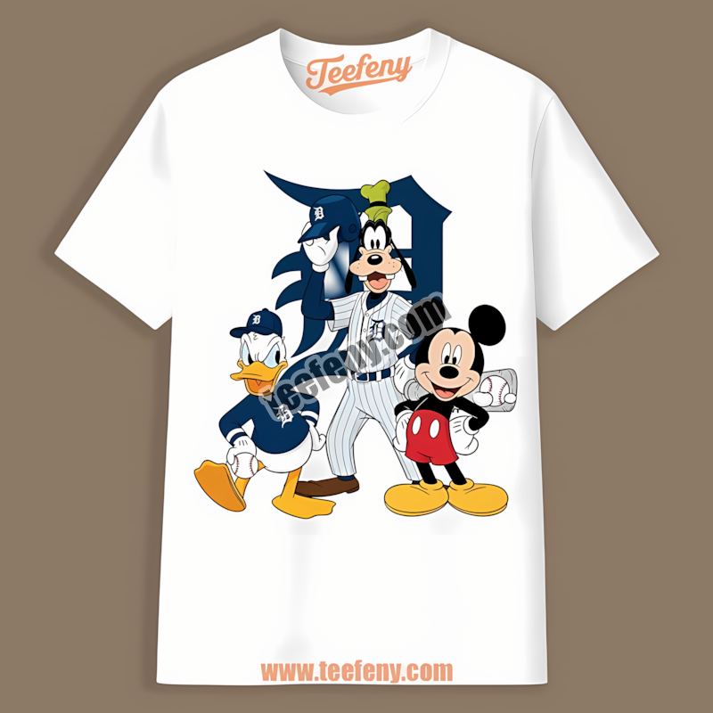 Disney Mickey Donald Goofy Detroit Tigers Retro Shirt