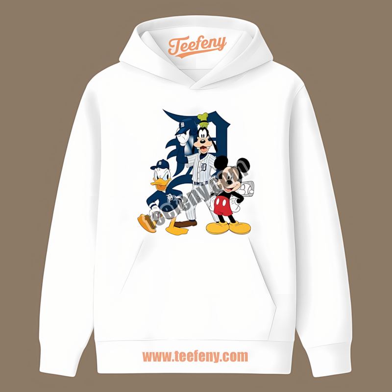 Disney Mickey Donald Goofy Detroit Tigers Retro Hoodie Disney Mickey Donald Goofy Detroit Tigers Retro Hoodie