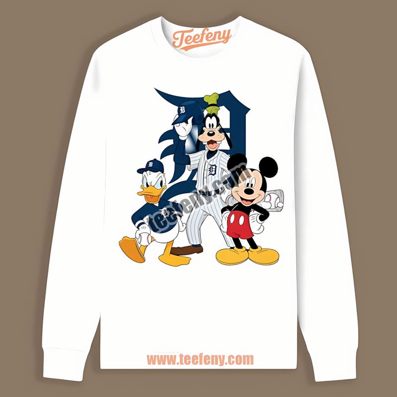 Disney Mickey Donald Goofy Detroit Tigers Retro Long Sleeve Disney Mickey Donald Goofy Detroit Tigers Retro Long Sleeve