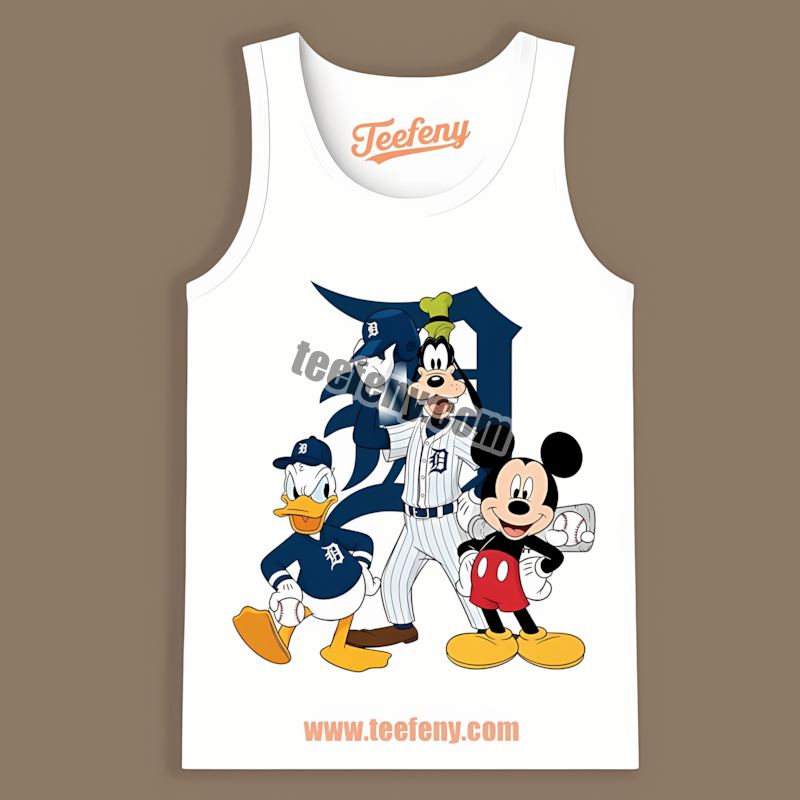 Disney Mickey Donald Goofy Detroit Tigers Retro Tanktop Disney Mickey Donald Goofy Detroit Tigers Retro Tanktop