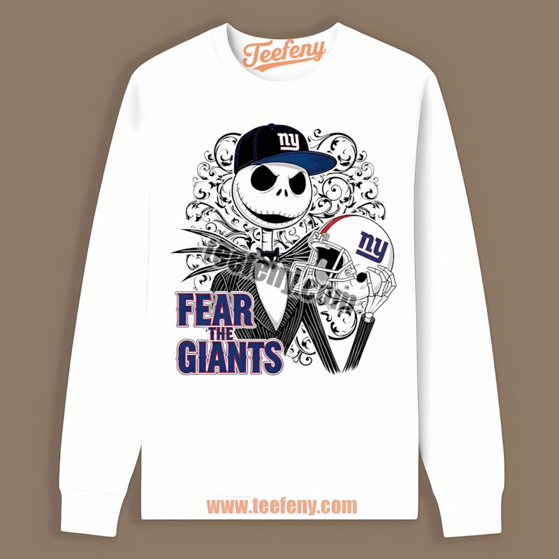 Fear New York Giants Jack Skellington Cotton Long Sleeve Fear New York Giants Jack Skellington Cotton Long Sleeve