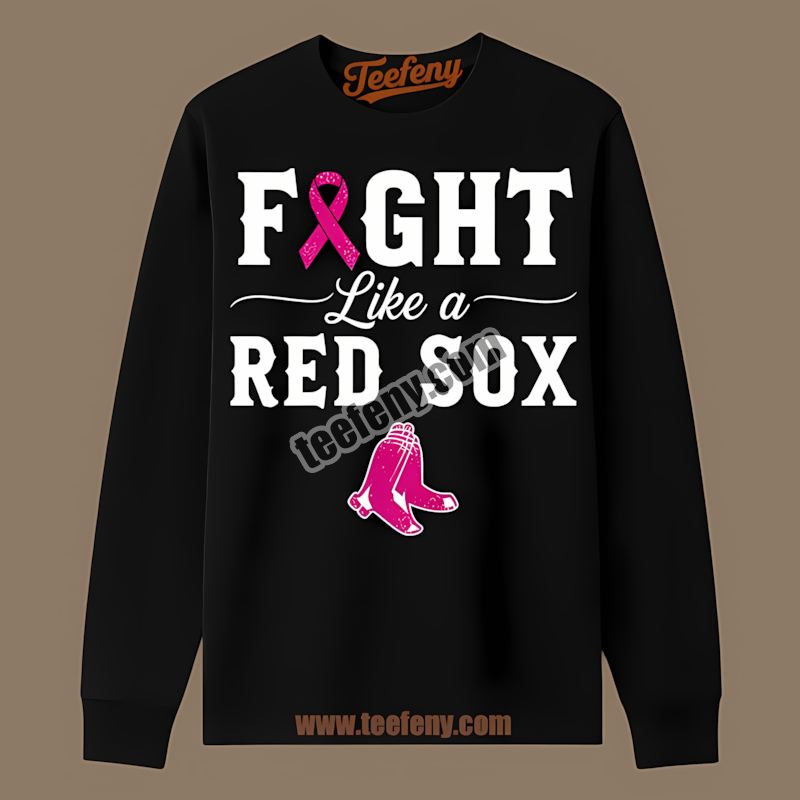 Fight Like A Breast Cancer Awareness Boston Red Sox Retro Long Sleeve Fight Like A Breast Cancer Awareness Boston Red Sox Retro Long Sleeve