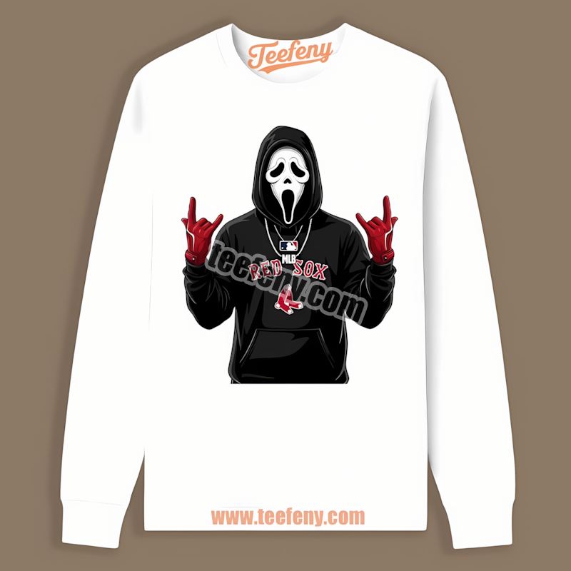 Ghostface Boston Red Sox Spooky Relaxed Fit Long Sleeve Ghostface Boston Red Sox Spooky Relaxed Fit Long Sleeve