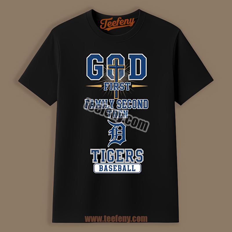 God First Family Second Baseball Detroit Tigers Retro Shirt