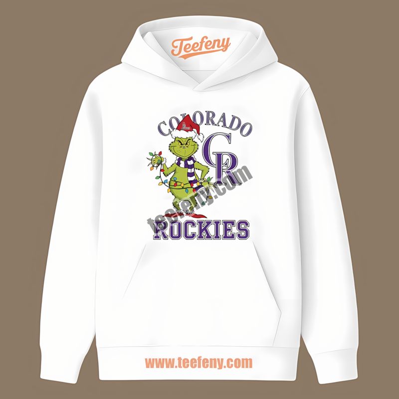 Grinch Christmas Party With Colorado Rockies Funny Hoodie Grinch Christmas Party With Colorado Rockies Funny Hoodie