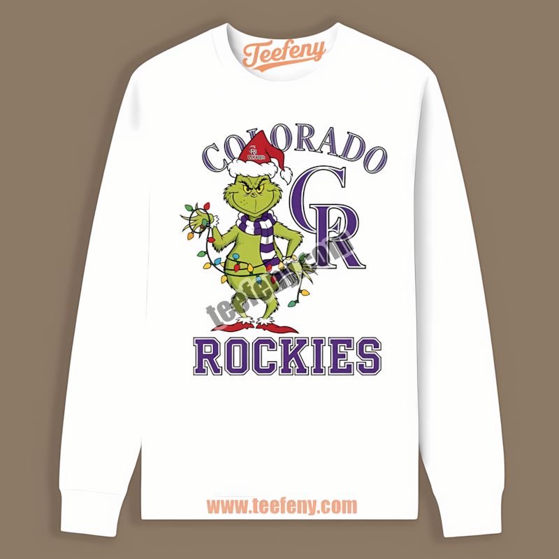 Grinch Christmas Party With Colorado Rockies Funny Long Sleeve Grinch Christmas Party With Colorado Rockies Funny Long Sleeve