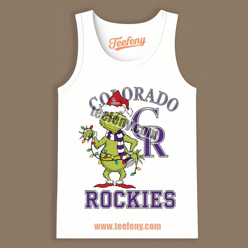 Grinch Christmas Party With Colorado Rockies Funny Tanktop Grinch Christmas Party With Colorado Rockies Funny Tanktop