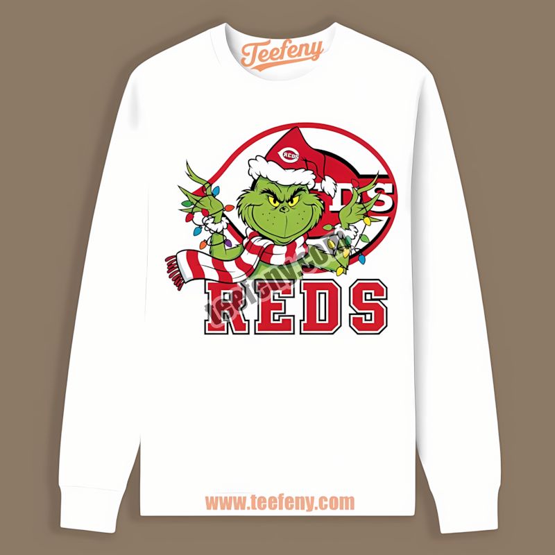 Grinch Christmas With Cincinnati Reds Spirit Funny Long Sleeve Grinch Christmas With Cincinnati Reds Spirit Funny Long Sleeve